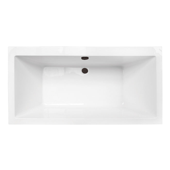 Kingston Brass VTSQ663422M5 66" Acrylic Rectangular Double Ended Freestanding Tub with Overflow/Drain Assembly, Glossy White/Oil Rubbed Bronze