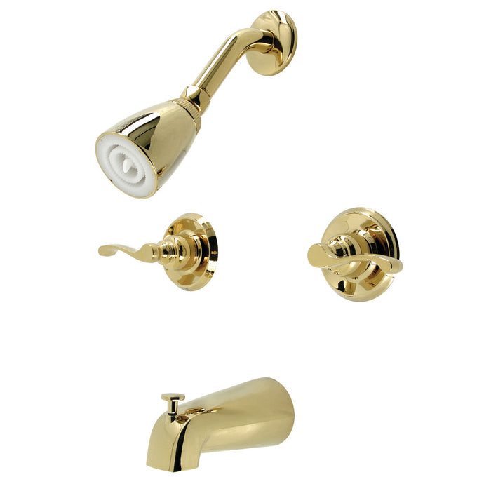 Kingston Brass KB242FL Royal Double-Handle Tub and Shower Faucet, Polished Brass