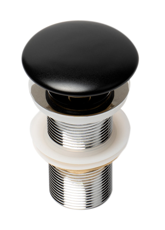 ALFI AB8055-BM Black Matte Ceramic Mushroom Top Pop Up Drain for Sinks without Overflow