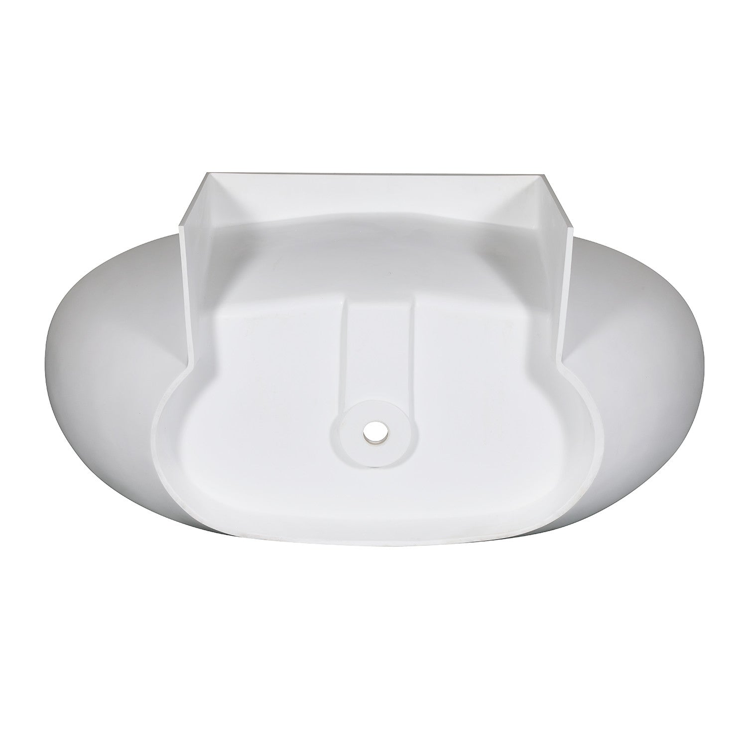 Kingston Brass VRTRS633522 63" Solid Surface Oval Double Ended Freestanding Tub with Drain, Matte White