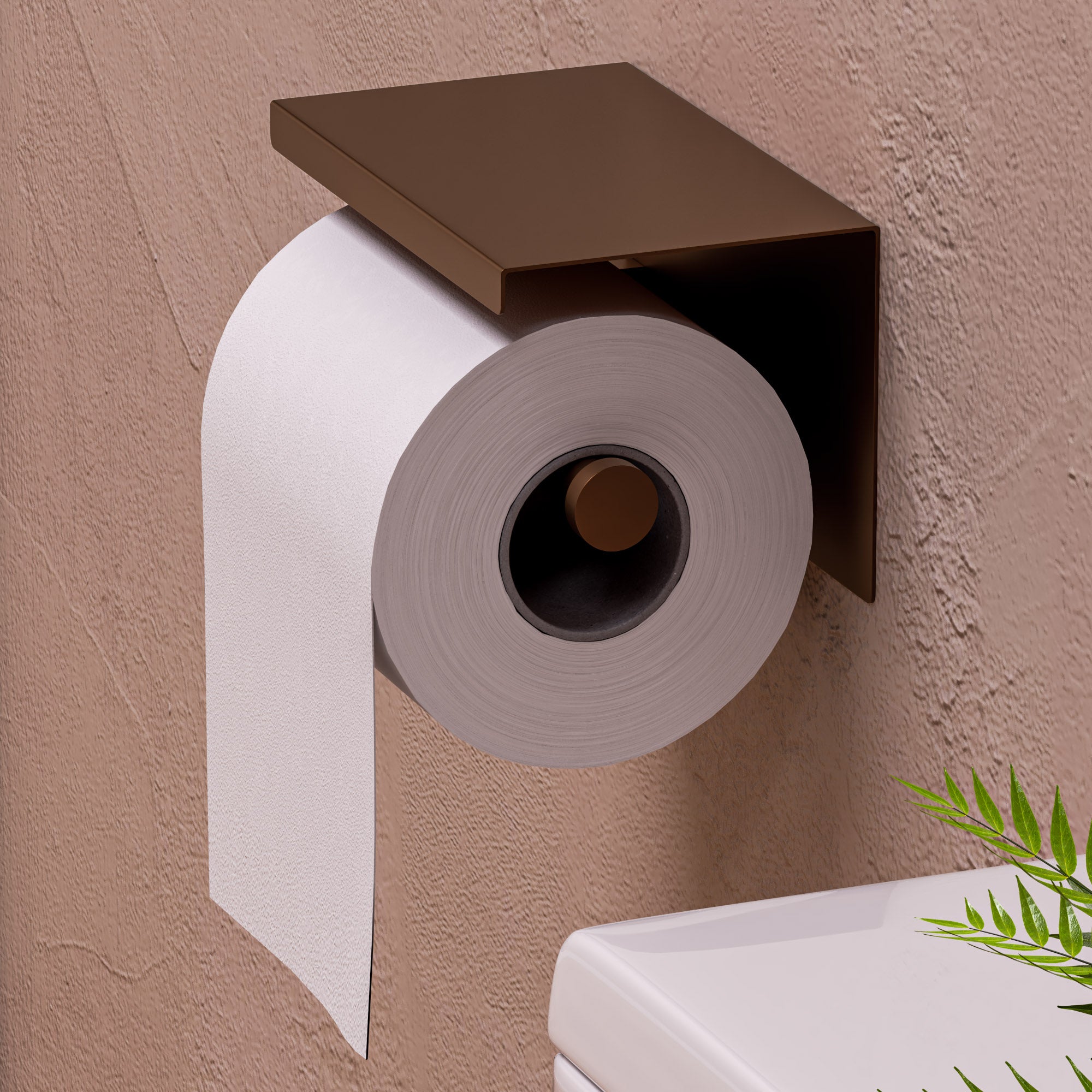 ALFI ABTPP66-BC Brushed Copper PVD Stainless Steel Toilet Paper Holder with Shelf