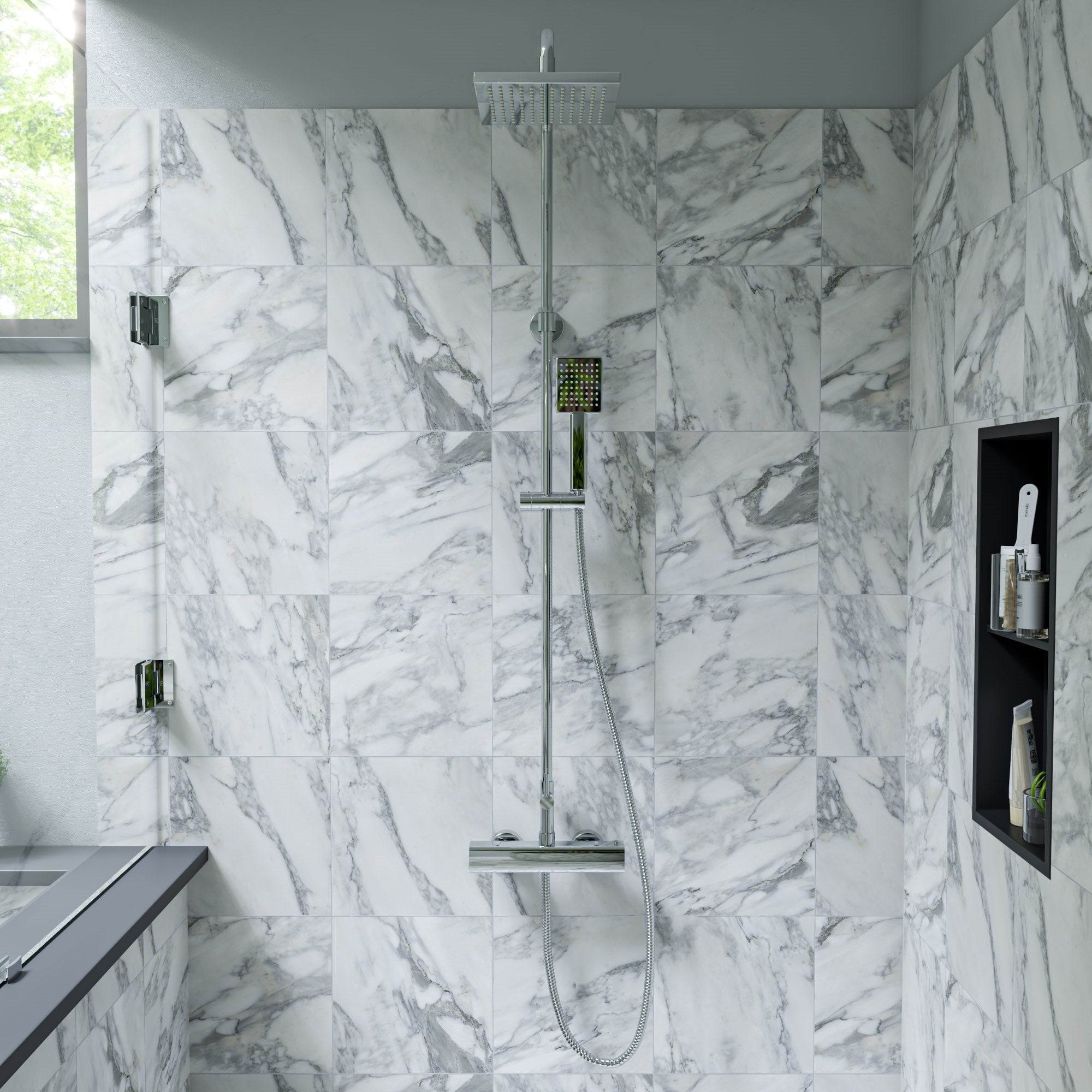 ALFI AB2862-PC Polished Chrome Square Style Thermostatic Exposed Shower Set