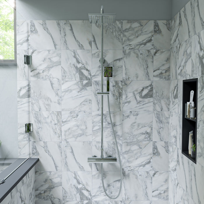 ALFI AB2862-PC Polished Chrome Square Style Thermostatic Exposed Shower Set