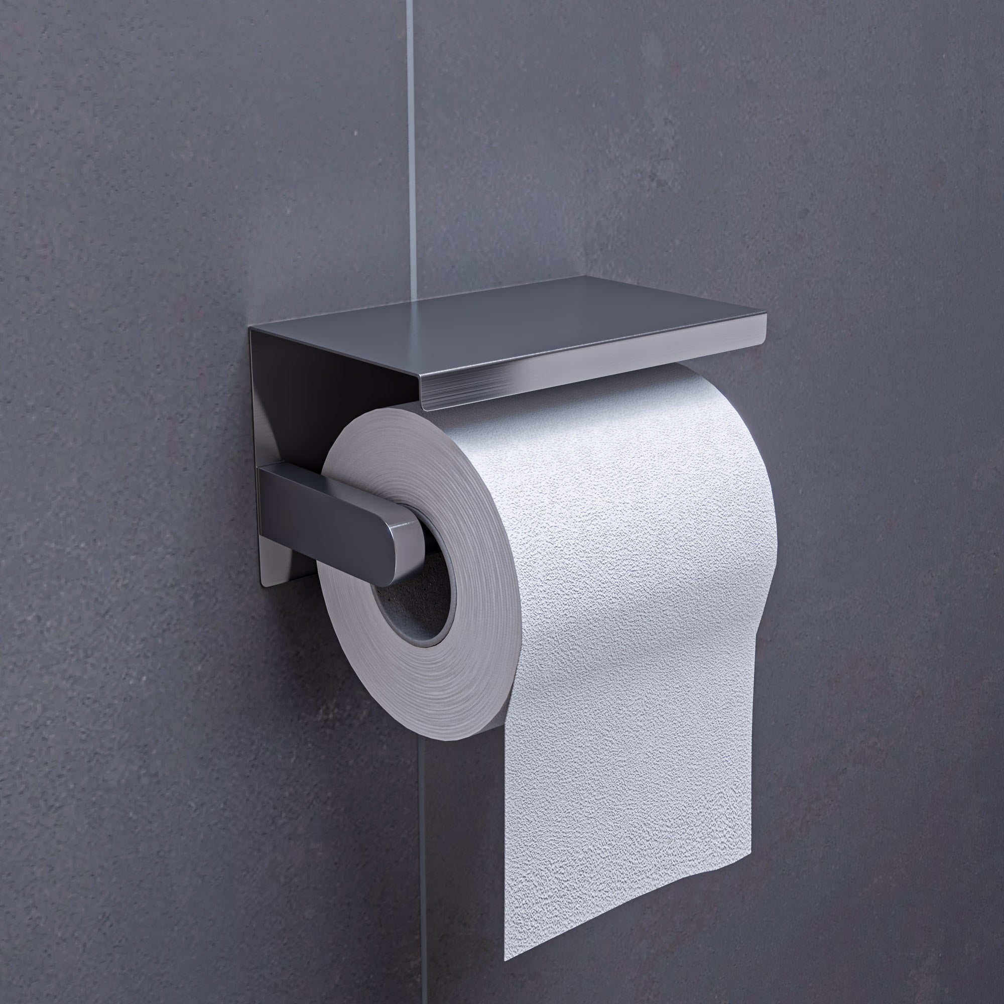 ALFI ABTP66-BSS Brushed Stainless Steel Toilet Paper Holder with Shelf