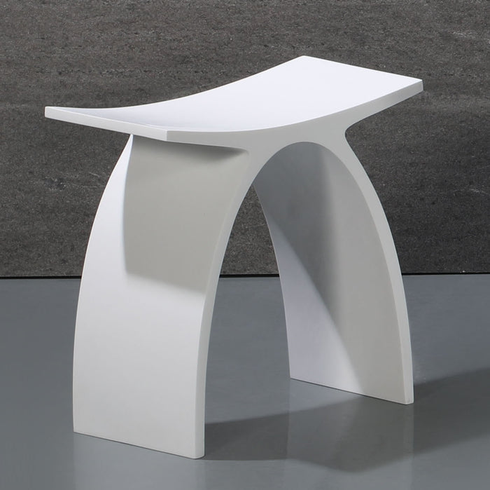 ALFI ABST77 Arched White Matte Solid Surface Resin Bathroom / Shower Stool