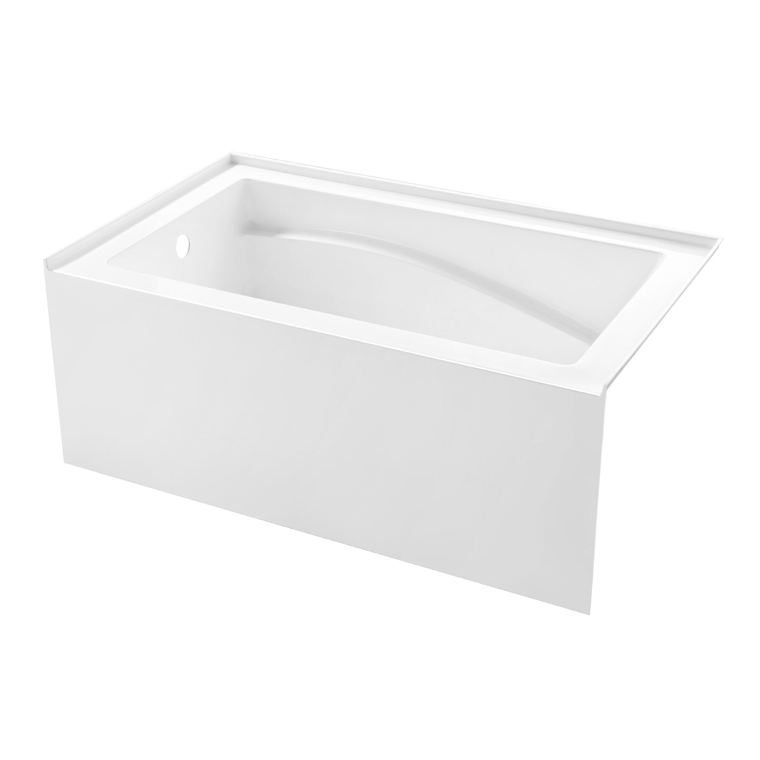 Aqua Eden VTAM5432L22D 54" Acrylic Rectangular 3-Wall Alcove Tub, Left Hand Drain and Anti-Skid Surface, Glossy White