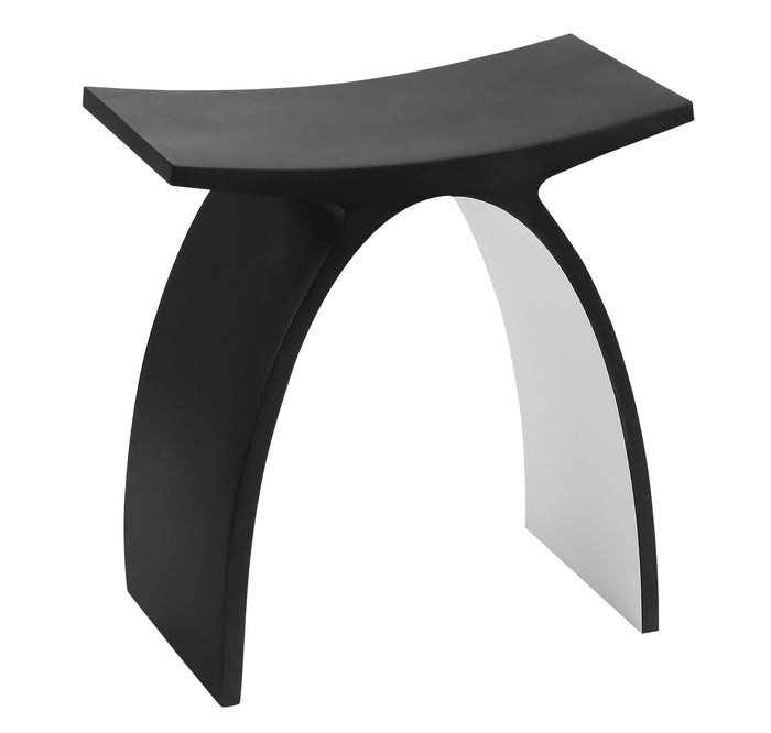ALFI ABST77BM Black Matte Arched Solid Surface Resin Bathroom / Shower Stool