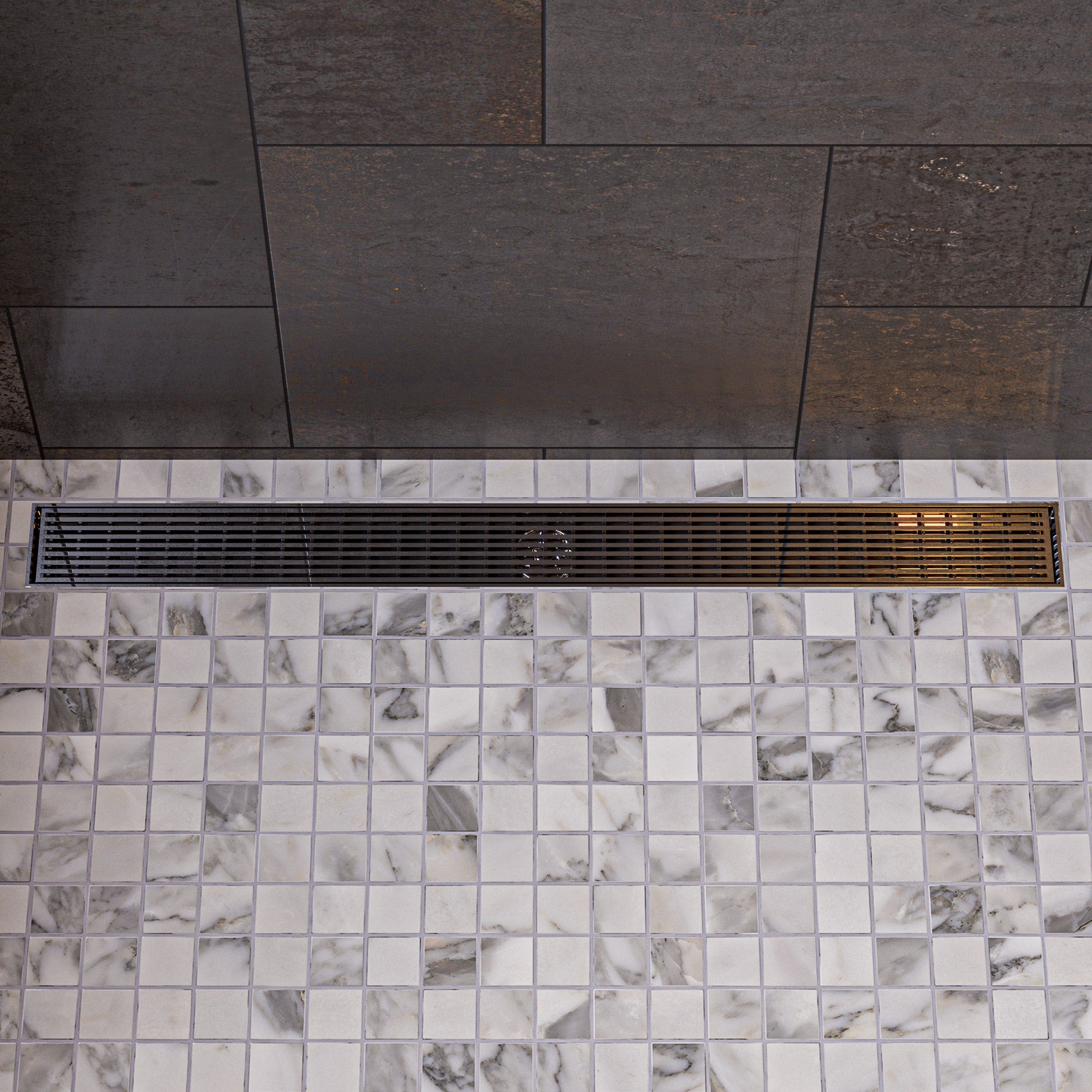 ALFI ABLD47D 47" Stainless Steel Linear Shower Drain with Groove Lines