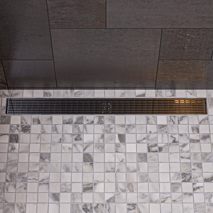 ALFI ABLD47D 47" Stainless Steel Linear Shower Drain with Groove Lines