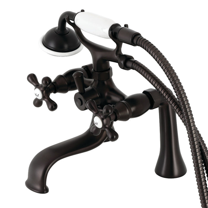Kingston Brass KS228ORB Kingston 7" Center Deck-Mount Clawfoot Tub Faucet with Hand Shower, Oil Rubbed Bronze