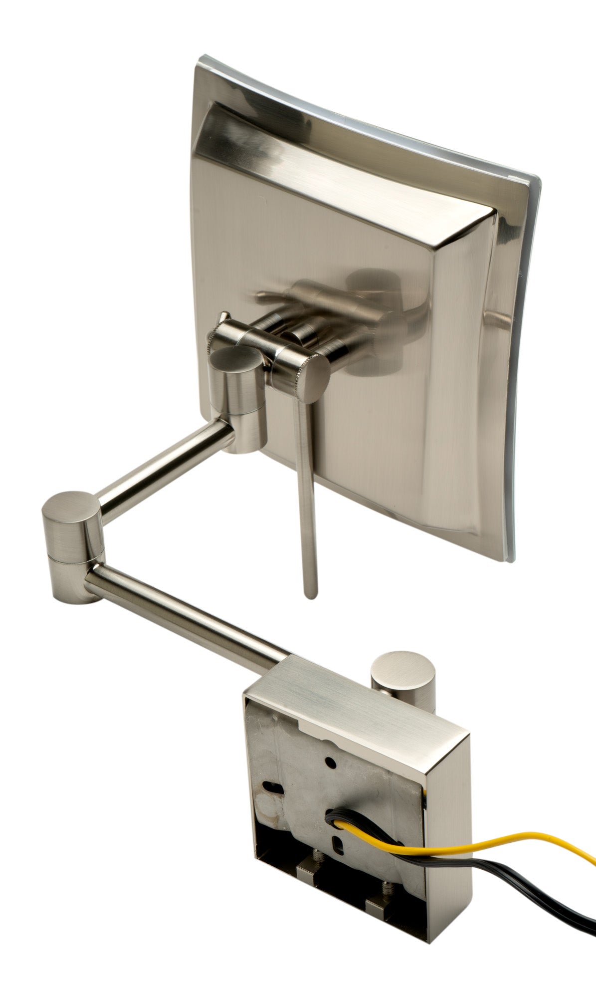 ALFI ABM8WLED-BN Brushed Nickel Wall Mount Square 8" 5x Magnifying Cosmetic Mirror with Light
