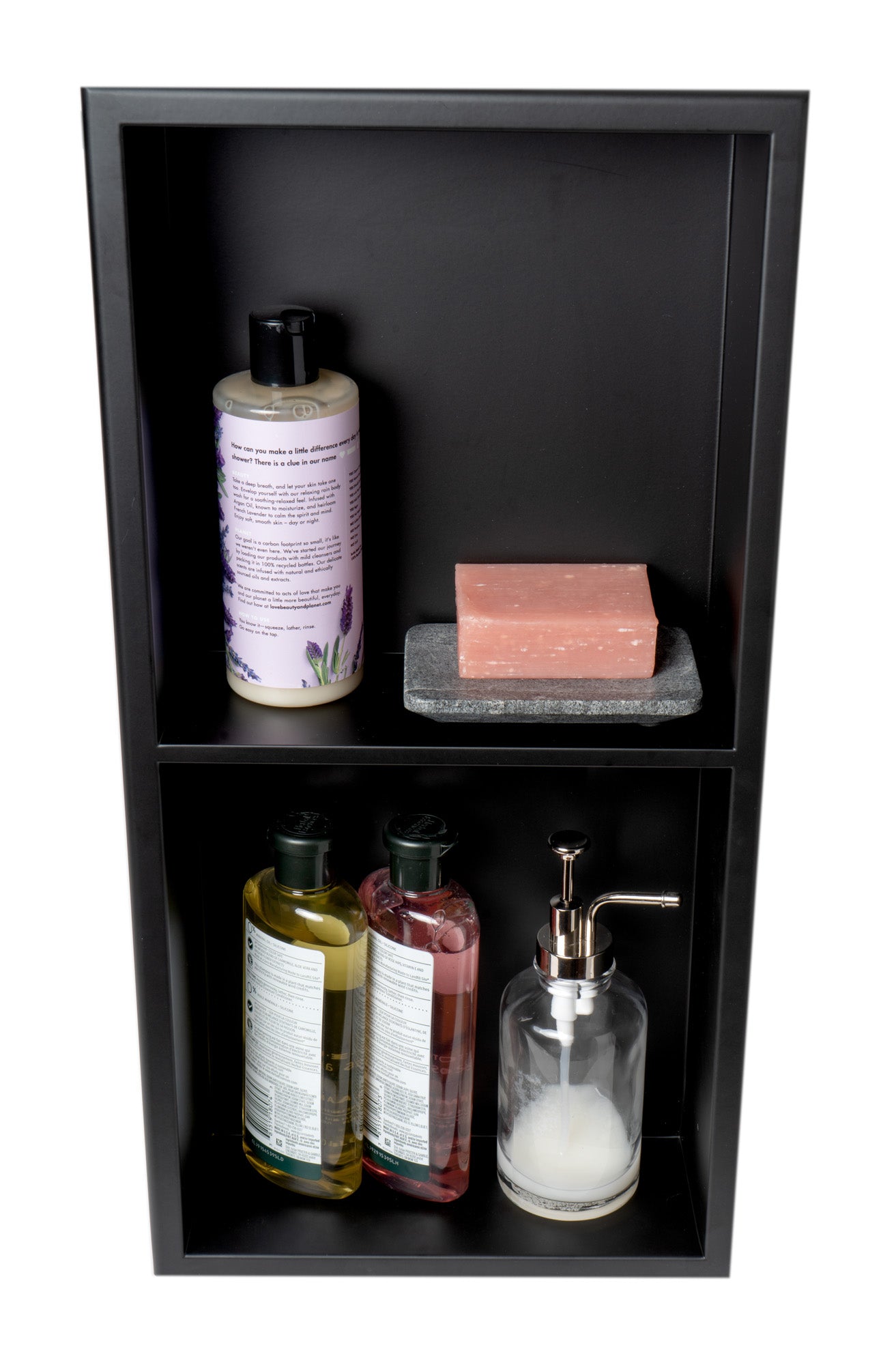 ALFI ABNC1224-BLA 12 x 24 Black Matte Stainless Steel Vertical Double Shelf Bath Shower Niche