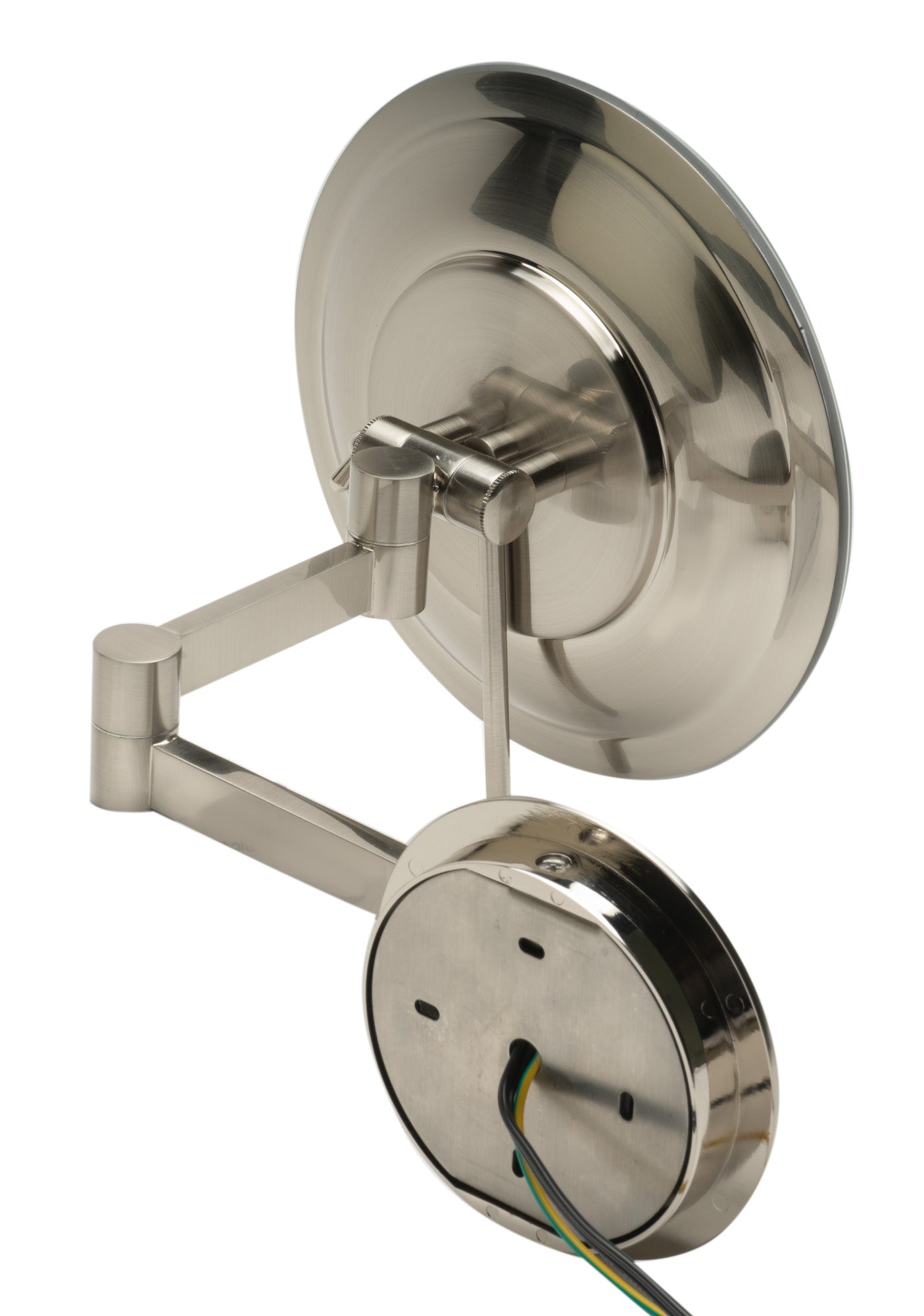ALFI ABM9WLED-BN Brushed Nickel Wall Mount Round 9" 5x Magnifying Cosmetic Mirror with Light