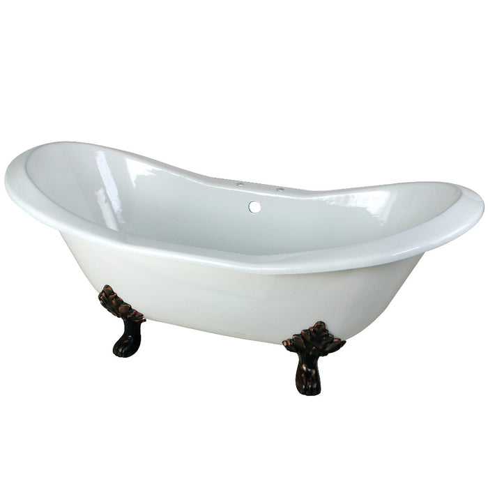 Aqua Eden VCT7D7231NC5 72" Cast Iron Oval Douhttps://images.salsify.com/image/upload/s--AEC6kHZD--/c_fit,w_1000,h_1000/n3ychj7jmygpljifbga9.jpgble Slipper Clawfoot Tub (7" Faucet Drillings), White/Oil Rubbed Bronze