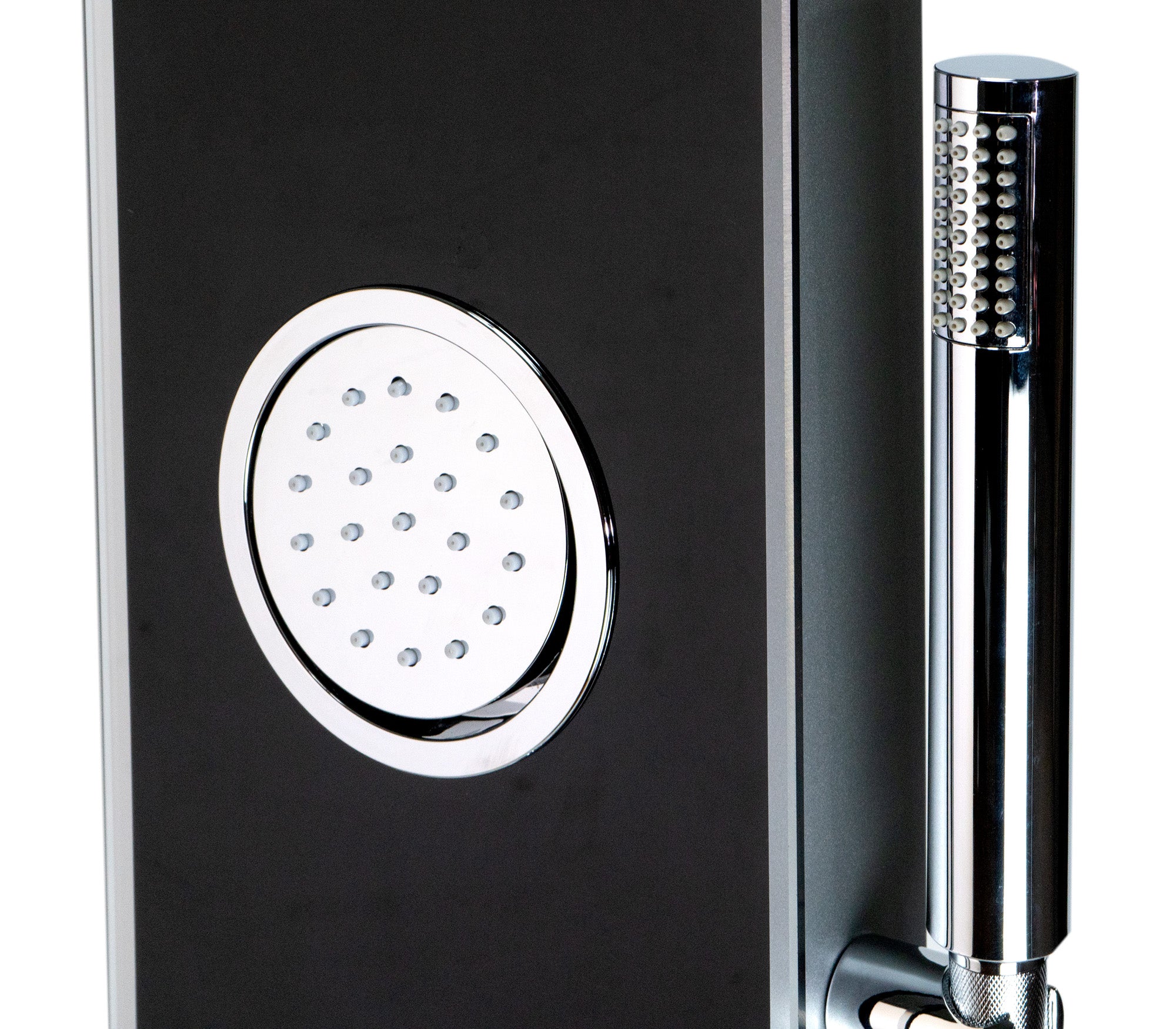 ALFI ABSP55B Black Glass Shower Panel with 2 Body Sprays and Rain Shower Head