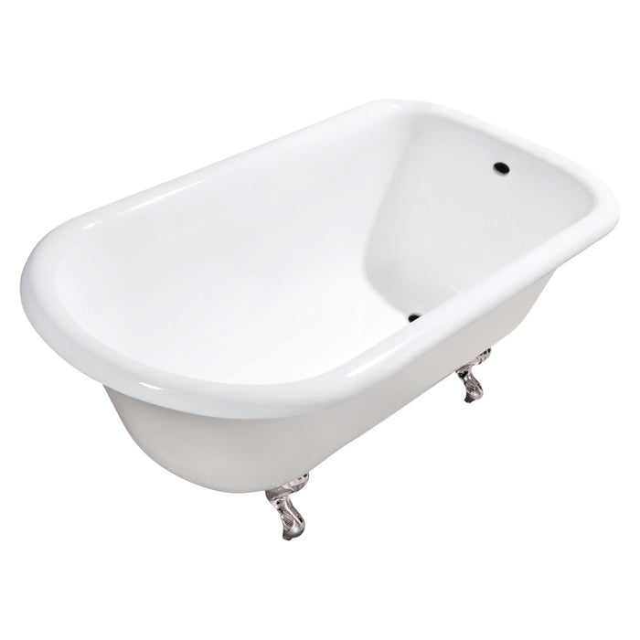 Aqua Eden VCTND483117W6 48" Cast Iron Classic Flat-Rim Roll Top Clawfoot Tub (No Faucet Drillings), White/Polished Nickel