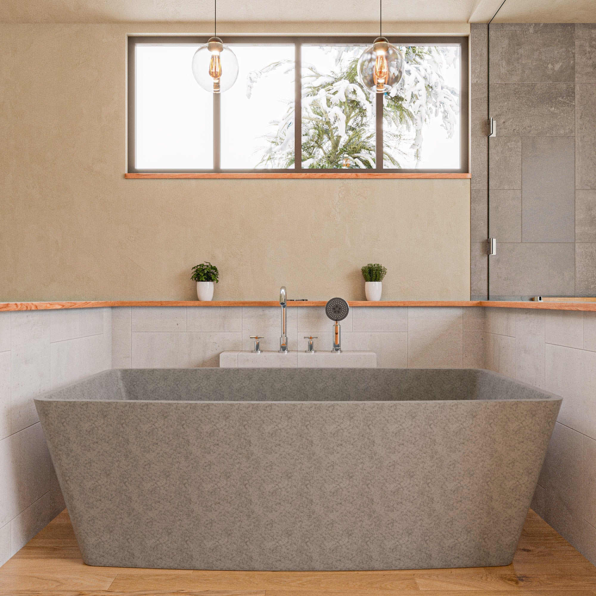 ALFI ABCO71TUB 71" Solid Concrete Rectangular Freestanding Bathtub