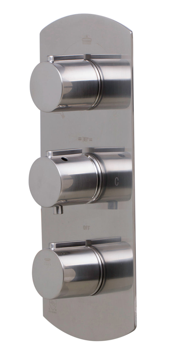 ALFI AB4001-BN Brushed Nickel Concealed 3-Way Thermostatic Valve Shower Mixer Round Knobs