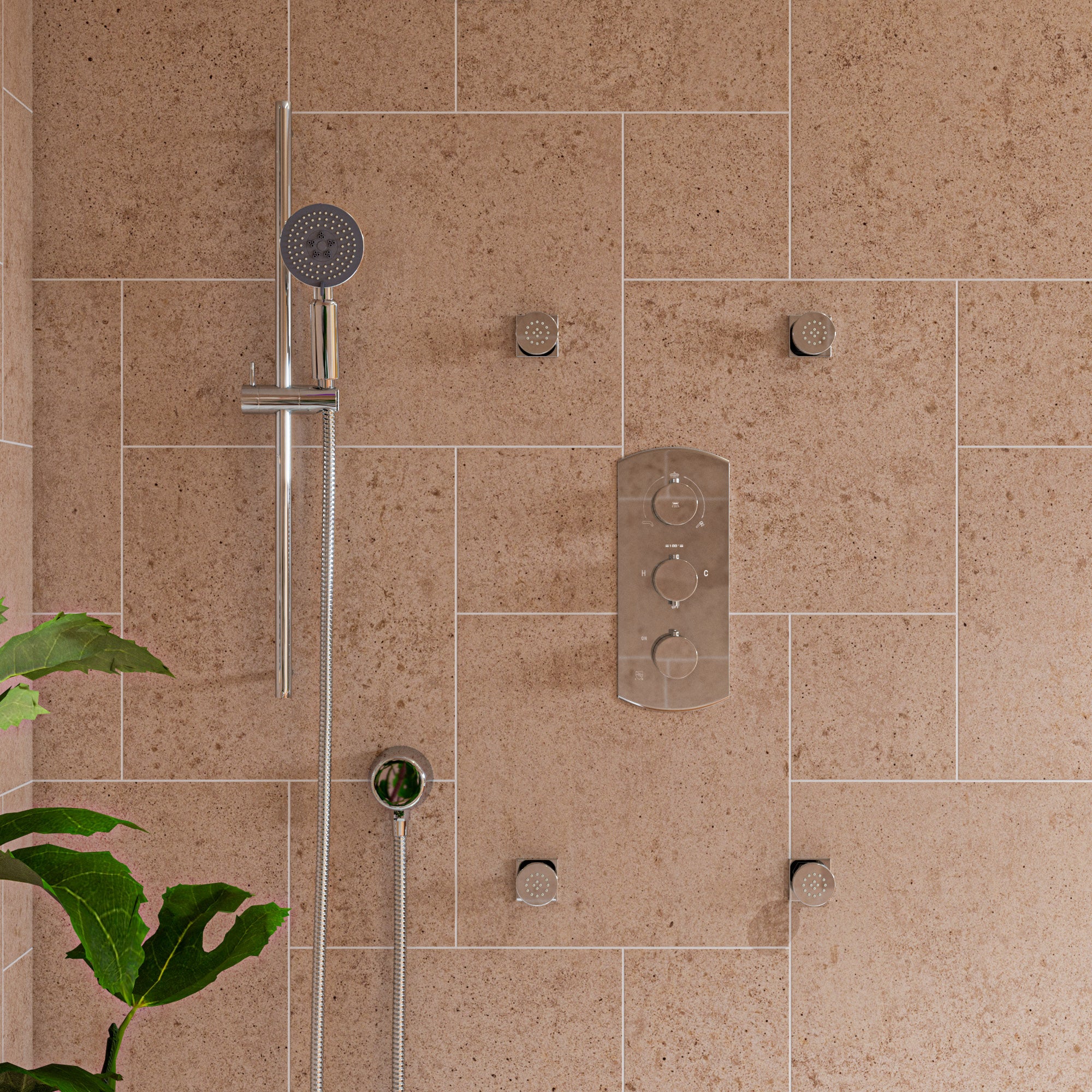 ALFI AB4001-PC Polished Chrome Concealed 3-Way Thermostatic Valve Shower Mixer Round Knobs
