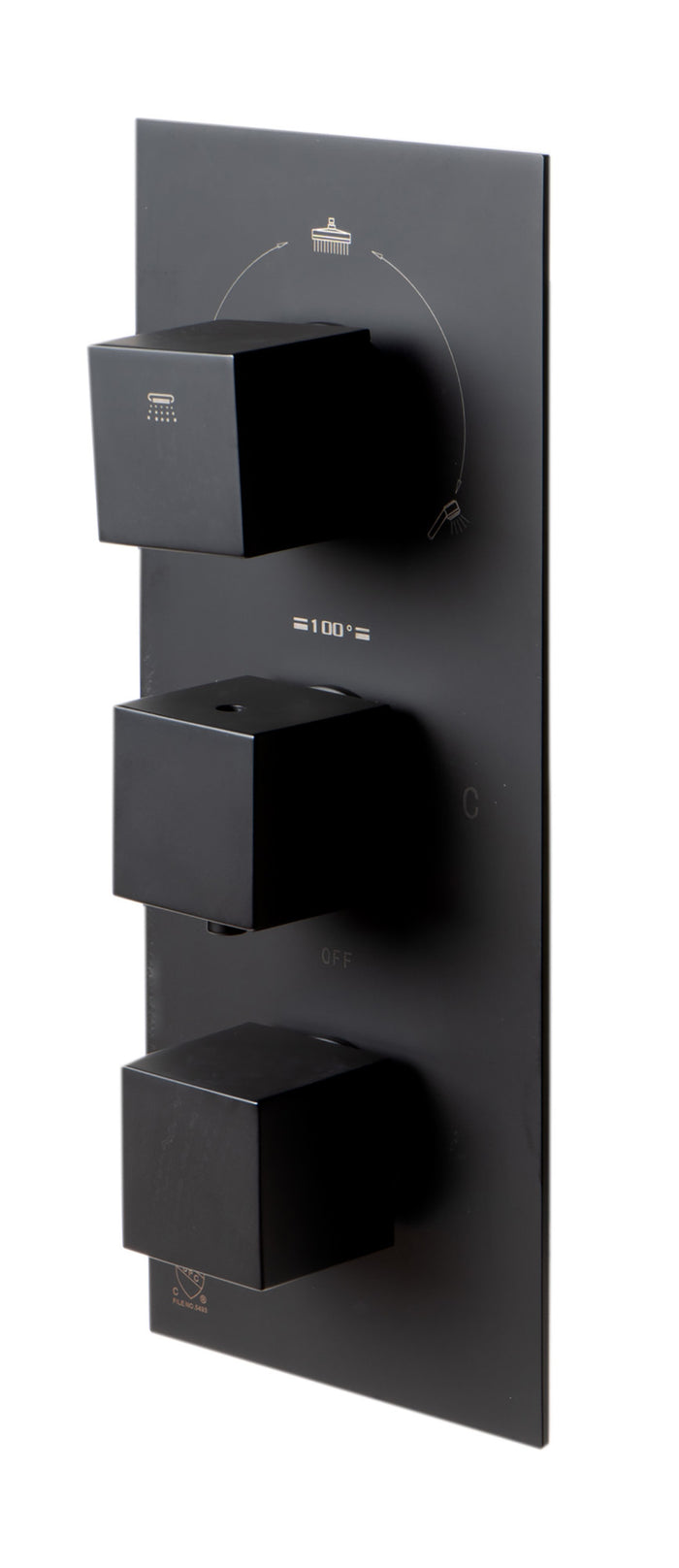 ALFI AB2801-BM Black Matte 3-Way Thermostatic Valve Shower Mixer Square Knobs