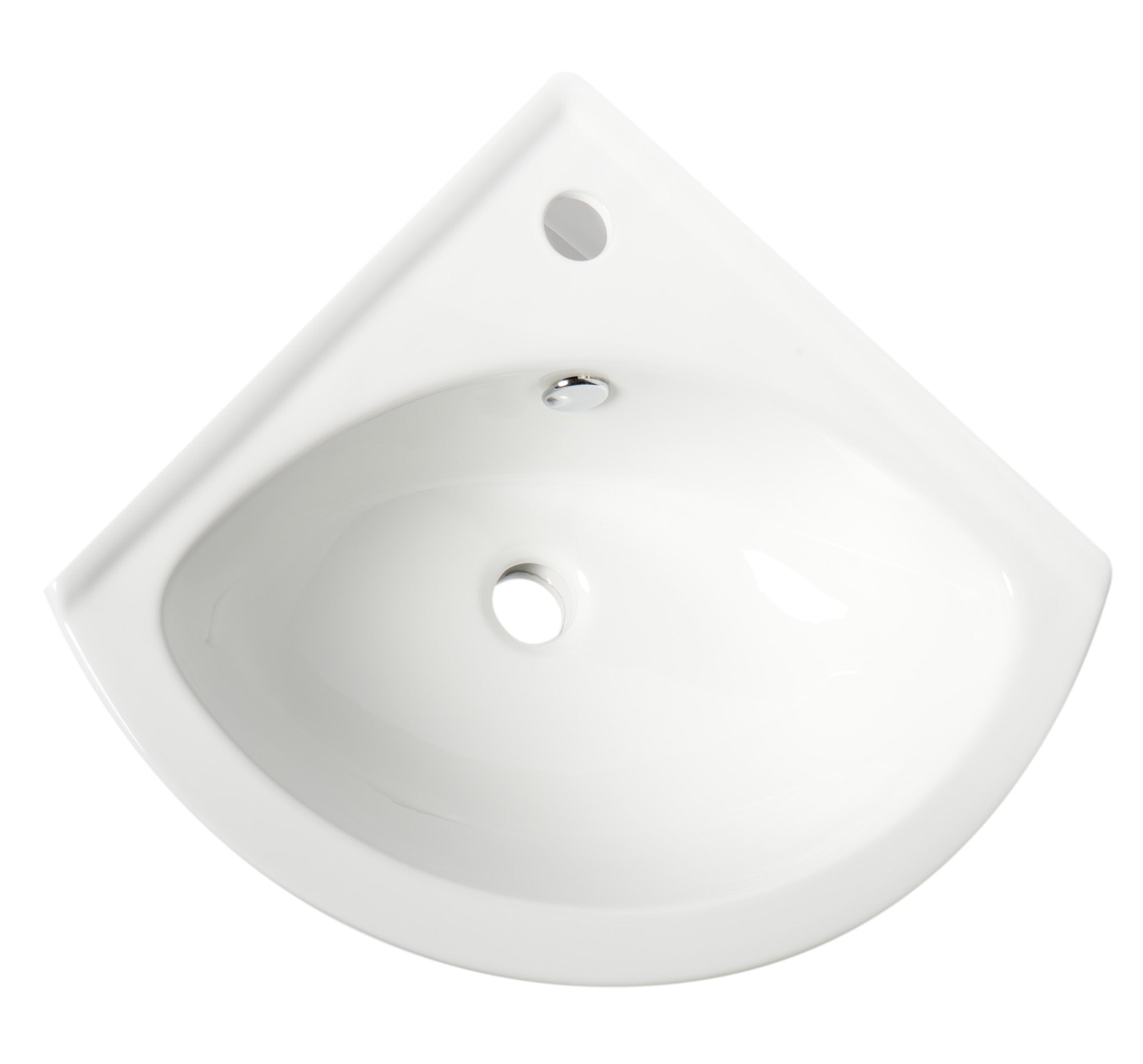 ALFI ABC120 White 22" Corner Wall Mounted Ceramic Sink with Faucet Hole