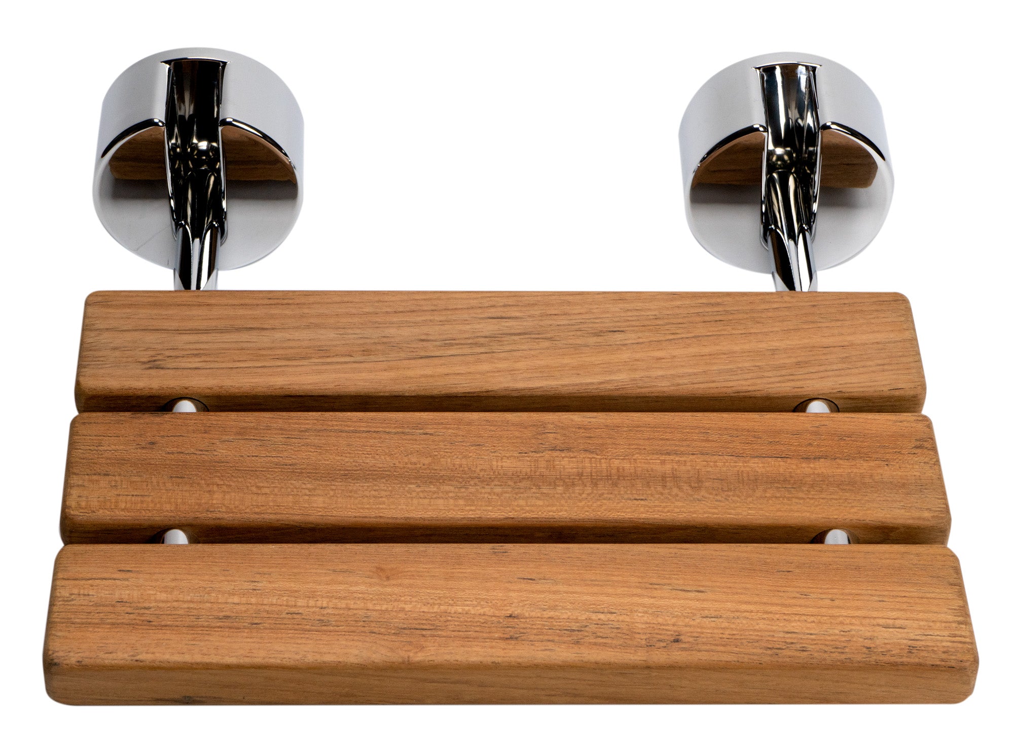 ALFI ABS16R-PC Polished Chrome 16" Folding Teak Wood Shower Seat Bench