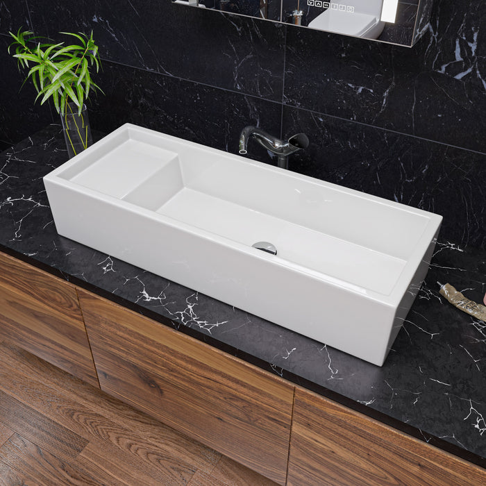 ALFI AB39TR 39" White Above Mount Fireclay Bathroom Trough Sink