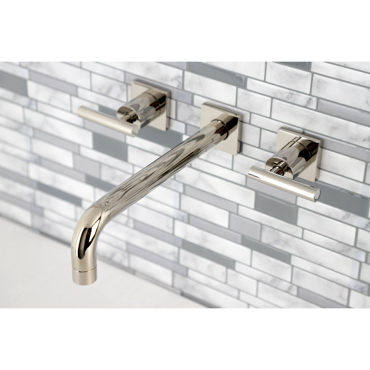 Kingston Brass KS6026CML Manhattan Two-Handle Wall Mount Roman Tub Faucet, Polished Nickel