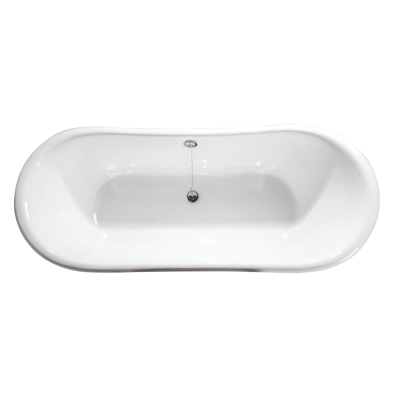 Aqua Eden VCTNDS6731NL1 67" Cast Iron Oval Double Slipper Clawfoot Tub (No Faucet Drillings), White/Polished Chrome