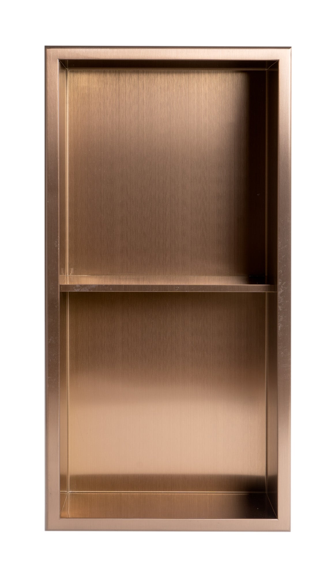 ALFI ABNP1224-BC 12" x 24" Brushed Copper PVD Stainless Steel Vertical Double Shelf Shower Niche
