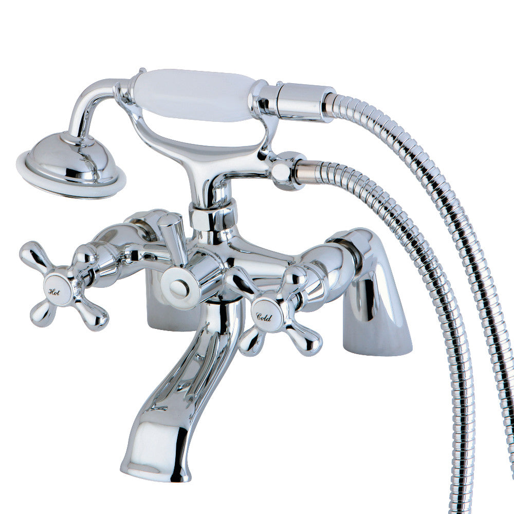 Kingston Brass KS267C Kingston 6" Center Deck-Mount Clawfoot Tub Faucet with Hand Shower, Polished Chrome