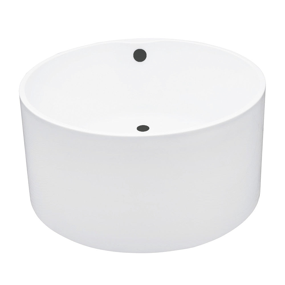 Kingston Brass VTRO454523M0 45" Acrylic Round Double Ended Freestanding Tub with Overflow/Drain Assembly, Glossy White/Matte Black