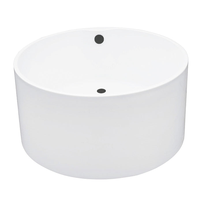 Kingston Brass VTRO454523M0 45" Acrylic Round Double Ended Freestanding Tub with Overflow/Drain Assembly, Glossy White/Matte Black