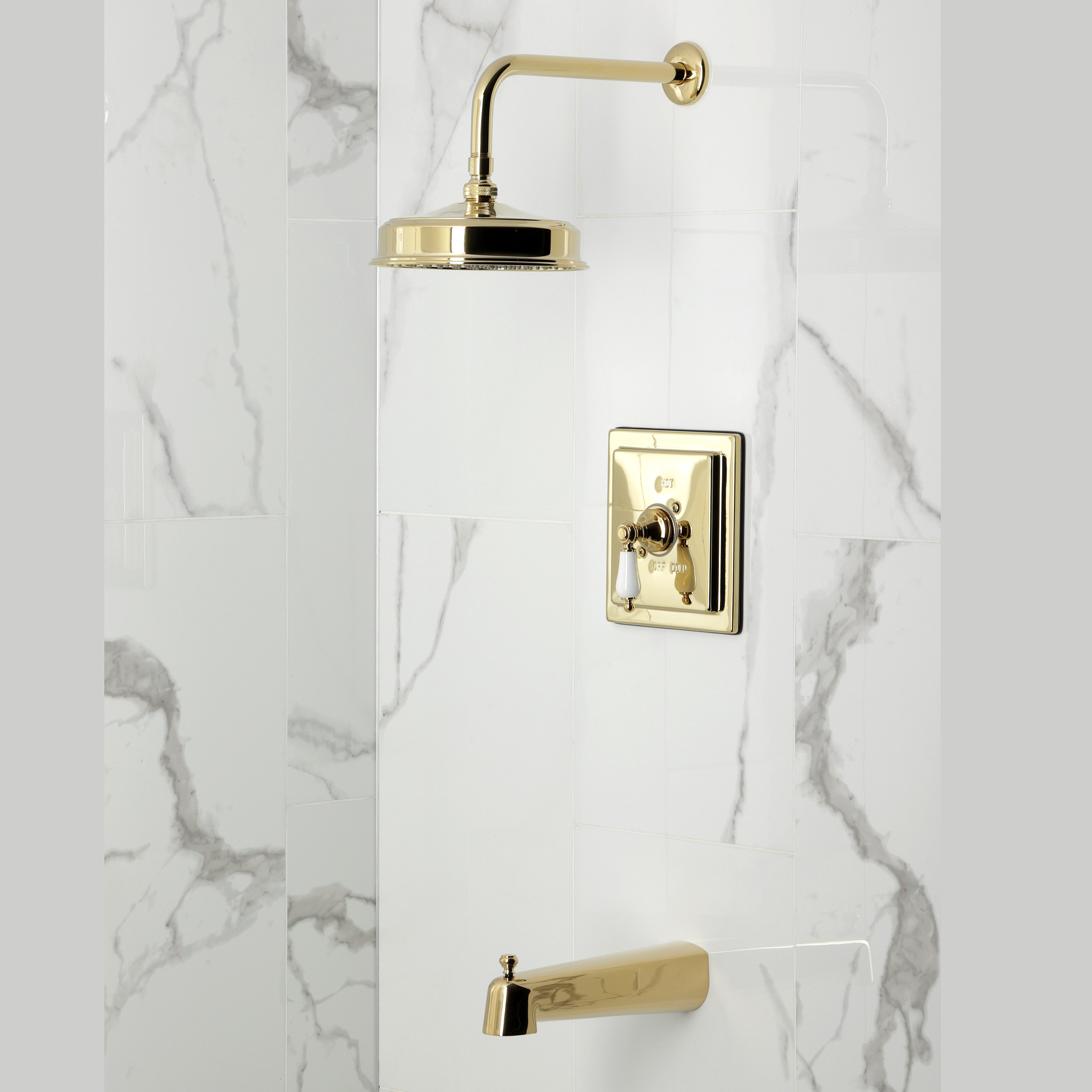 Kingston Brass KB5892PL Demure Single-Handle Pressure Balanced Tub and Shower Faucet, Polished Brass