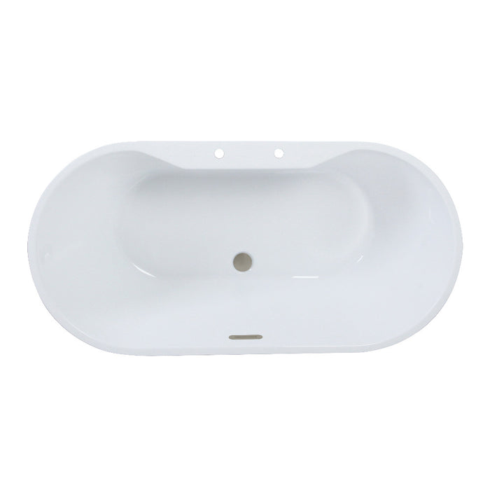 Kingston Brass VT7DE633023C428 63" Acrylic Oval Double Ended Freestanding Tub with Drain, Glossy White/Brushed Nickel