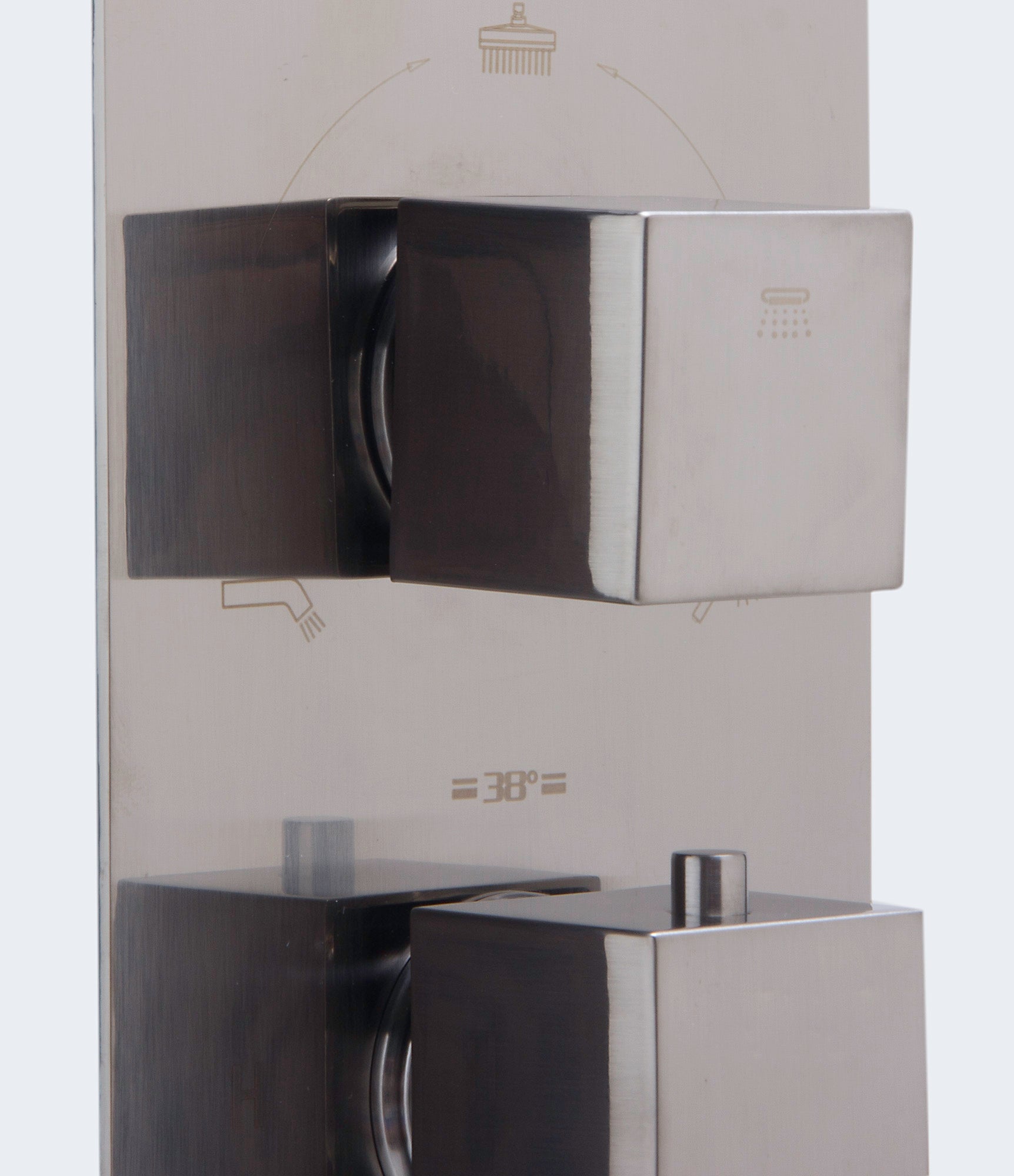 ALFI AB2801-BN Brushed Nickel Concealed 3-Way Thermostatic Valve Shower Mixer Square Knobs