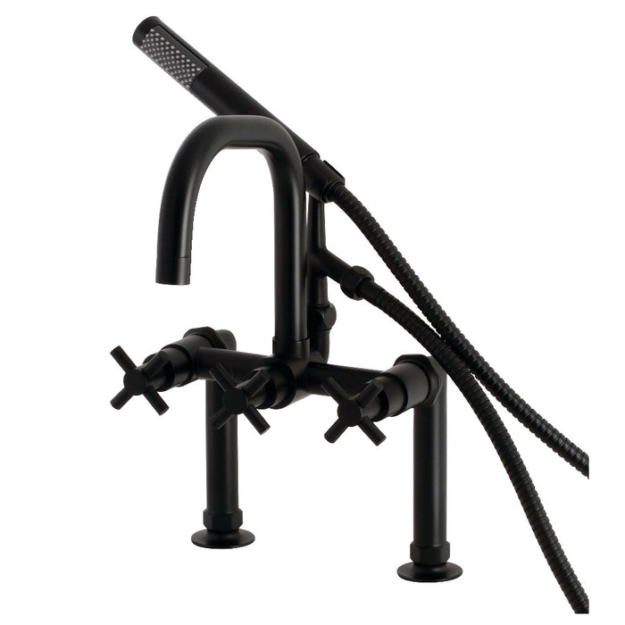 Aqua Vintage AE8400DX Concord 7" Center Deck-Mount Clawfoot Tub Faucet with Hand Shower, Matte Black