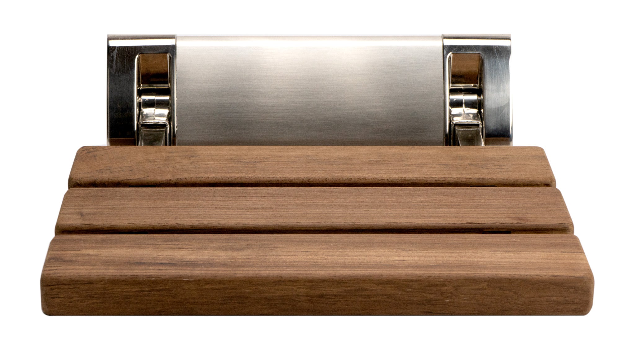 ALFI ABS14-BN Brushed Nickel 14" Folding Teak Wood Shower Seat Bench