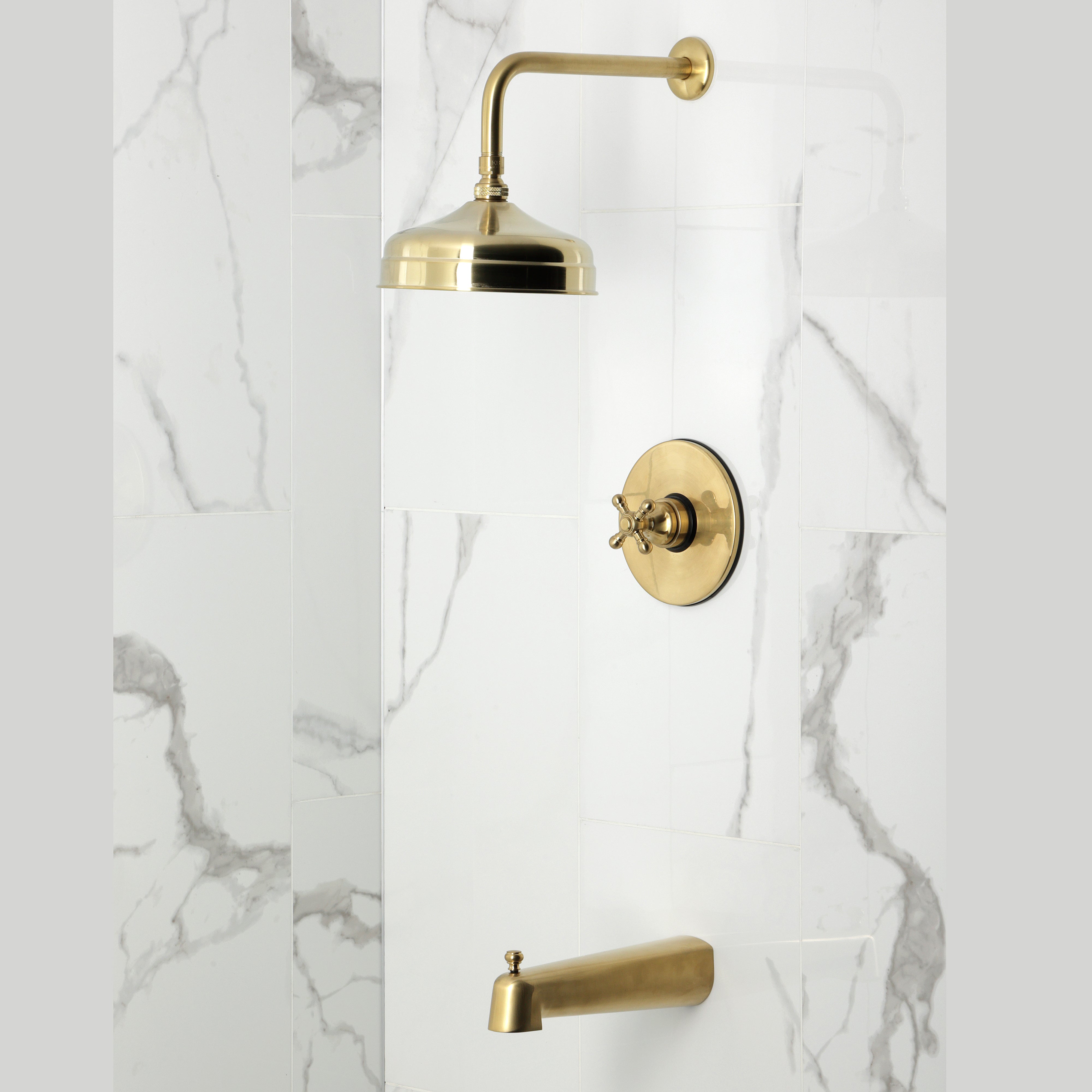Kingston Brass KB6337BX Metropolitan Single-Handle Pressure Balanced Tub and Shower Faucet, Brushed Brass