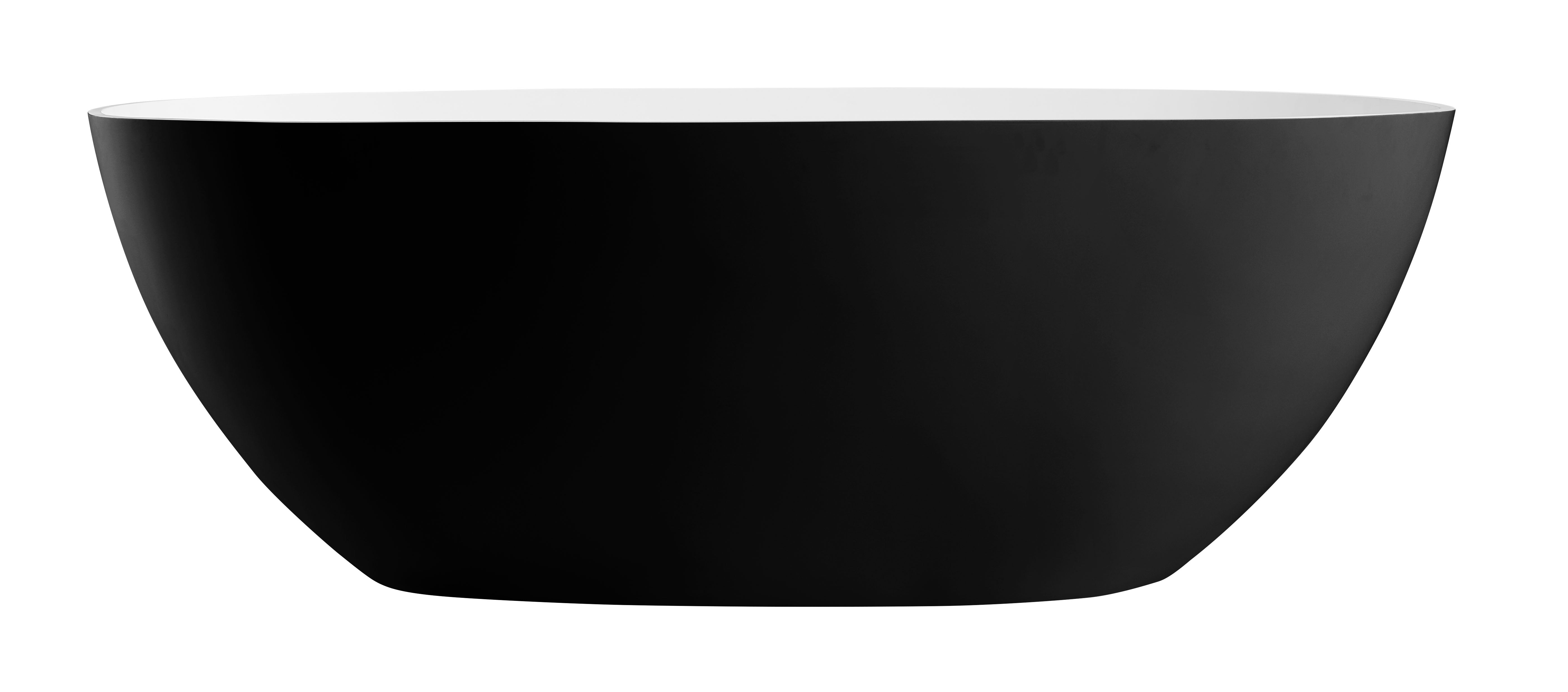 ALFI AB9975BM 59" Black & White Matte Oval Solid Surface Resin Soaking Bathtub