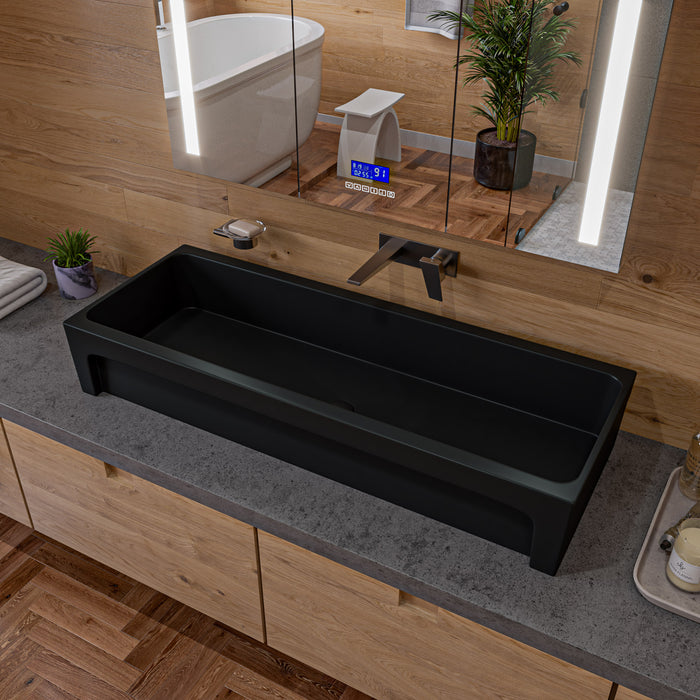 ALFI AB48TRBM 48" Black Matte Above Mount Fireclay Bathroom Trough Sink