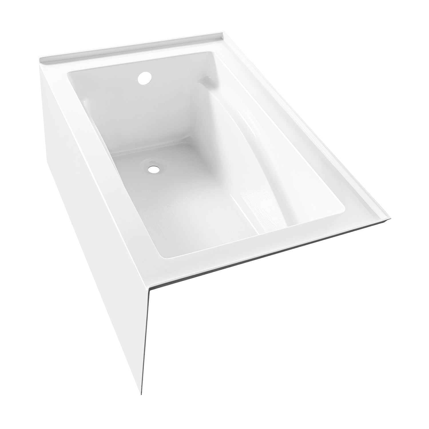 Aqua Eden VTAM4832L22D 48" Acrylic Rectangular 3-Wall Alcove Tub, Left Hand Drain and Anti-Skid Surface, Glossy White