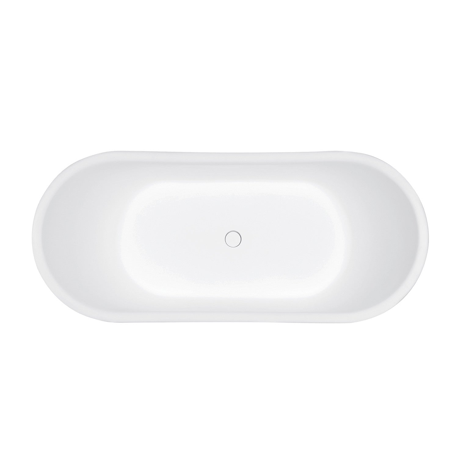 Aqua Eden VRTDS673026 67" Solid Surface Oval Double Slipper Pedestal Tub with Drain (No Faucet Drillings), Glossy White/Matte White