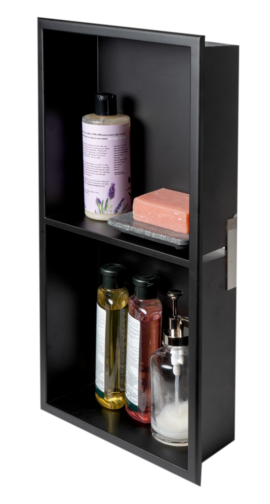ALFI ABNC1224-BLA 12 x 24 Black Matte Stainless Steel Vertical Double Shelf Bath Shower Niche