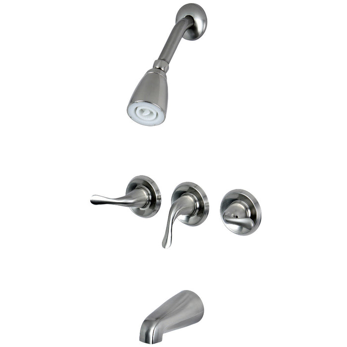 Kingston Brass KB2238YL Yosemite Triple-Handle Tub and Shower Faucet, Brushed Nickel