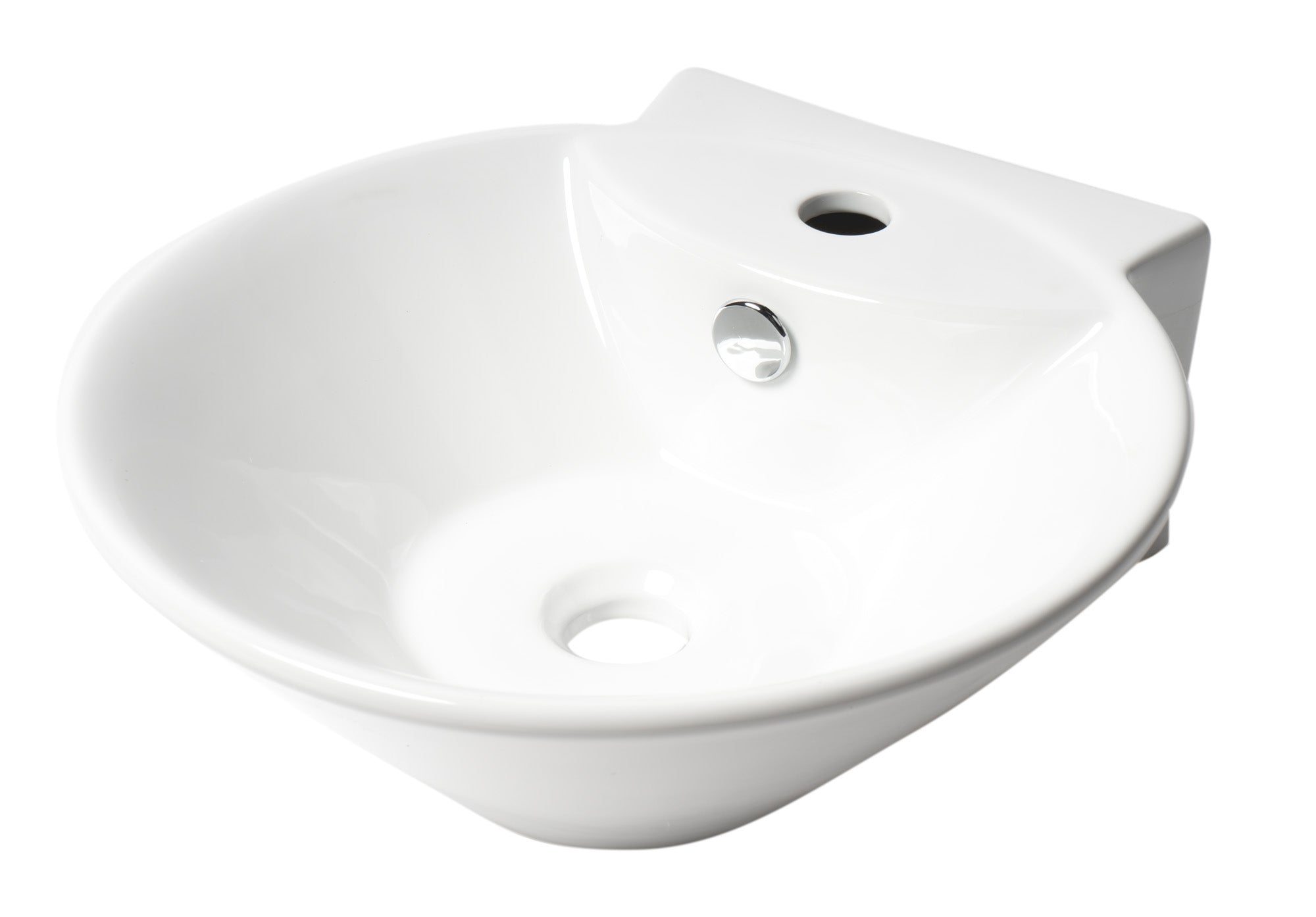 ALFI ABC113 White 17" Round Wall Mounted Ceramic Sink with Faucet Hole