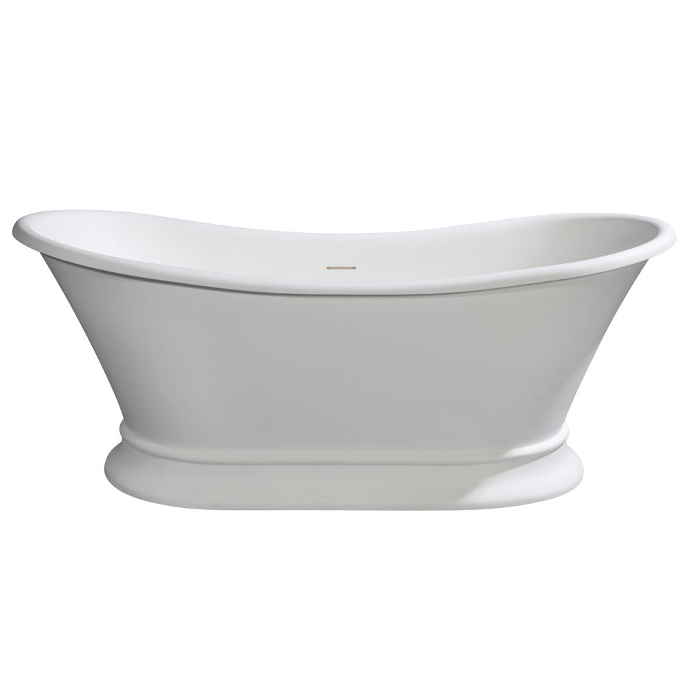 Aqua Eden VRTDS683027 68" Solid Surface Oval Double Slipper Pedestal Tub with Drain (No Faucet Drillings), Matte White/Glossy White