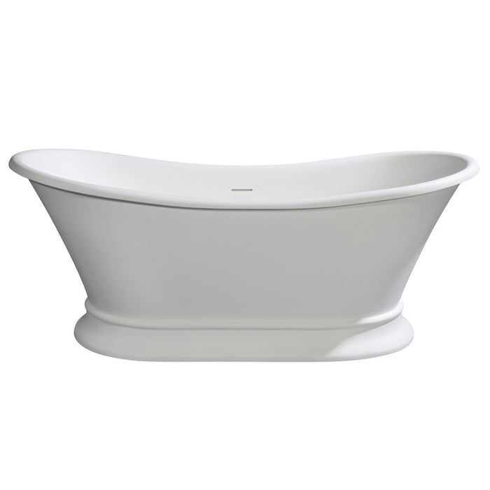 Aqua Eden VRTDS683027 68" Solid Surface Oval Double Slipper Pedestal Tub with Drain (No Faucet Drillings), Matte White/Glossy White