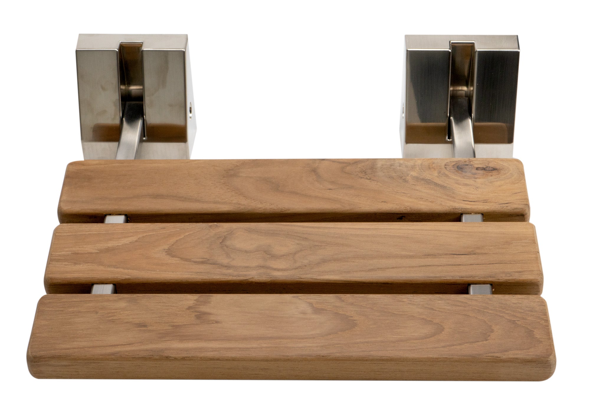 ALFI ABS16S-BN Brushed Nickel 16" Folding Teak Wood Shower Seat Bench