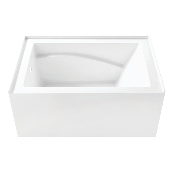 Aqua Eden VTAM4832L22D 48" Acrylic Rectangular 3-Wall Alcove Tub, Left Hand Drain and Anti-Skid Surface, Glossy White